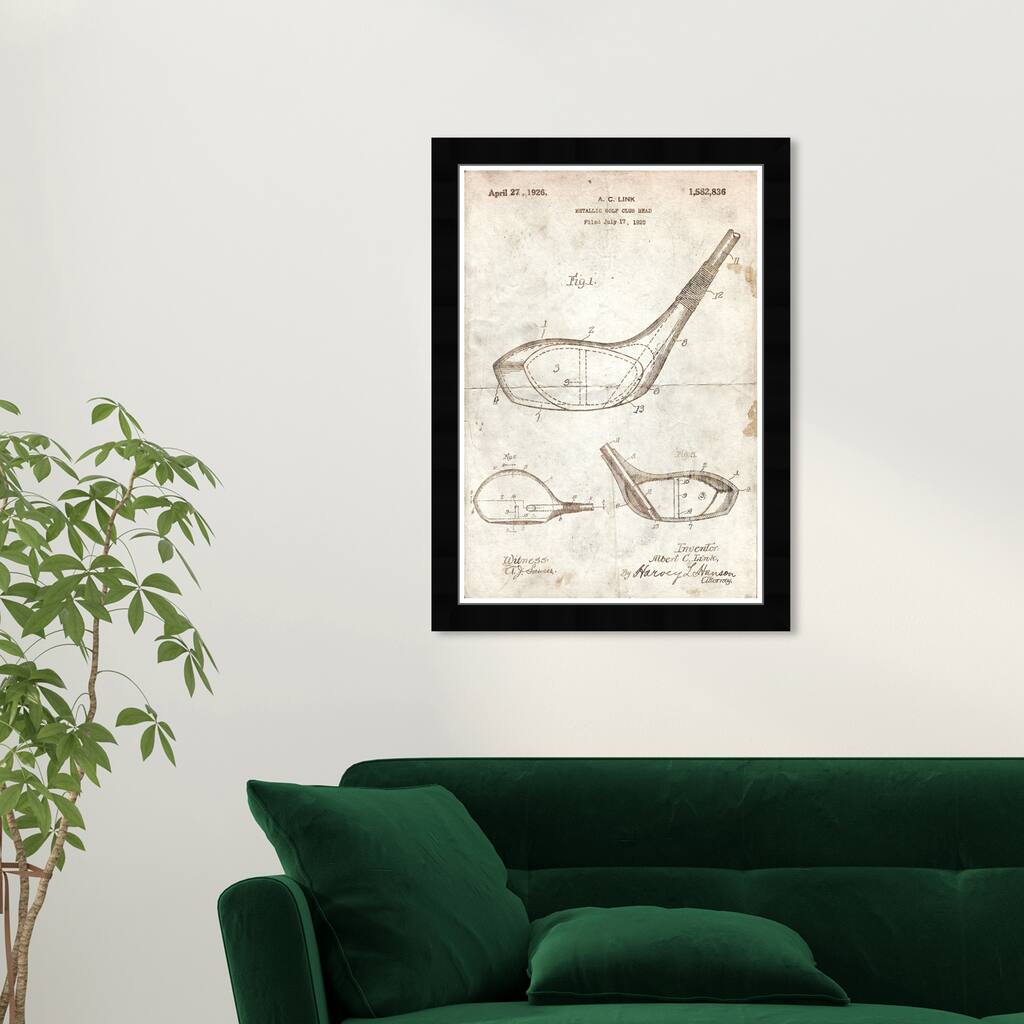 Wynwood Studio 'Metallic Golf Club Head' Sports and Teams Brown Wall Art Framed Print