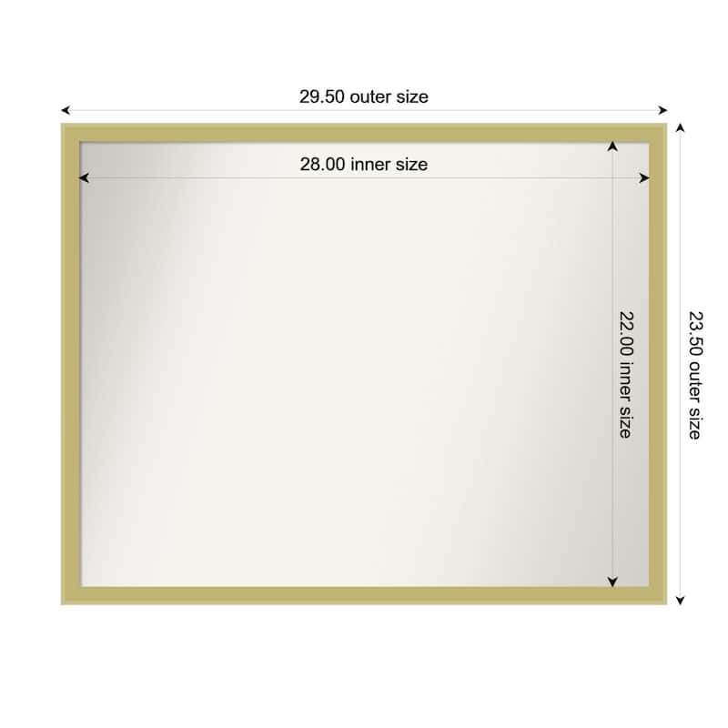 Incline Non-Beveled Wood Framed Bathroom Vanity Wall Mirror - 30 x 24 in - Incline Light Gold