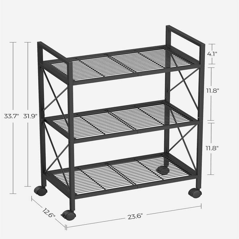 3-Tier Metal Storage Rack with Wheels