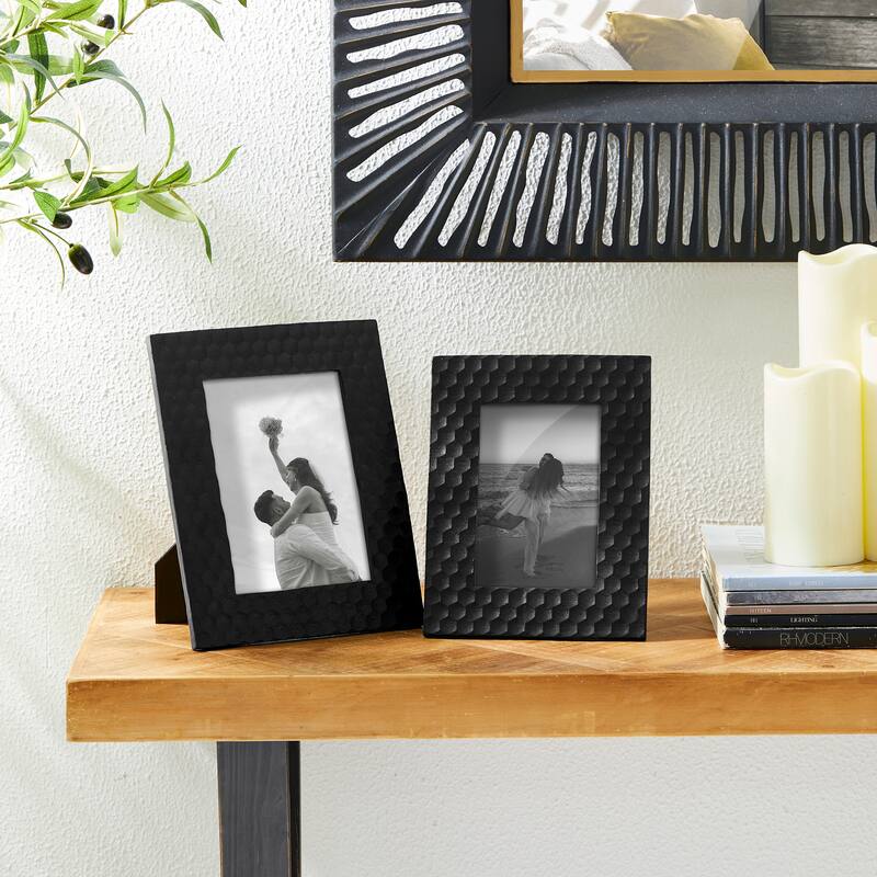Glitzhome Set of 2 Modern Gold Resin Wall or Tabletop Picture Frames 4x6 & 5x7