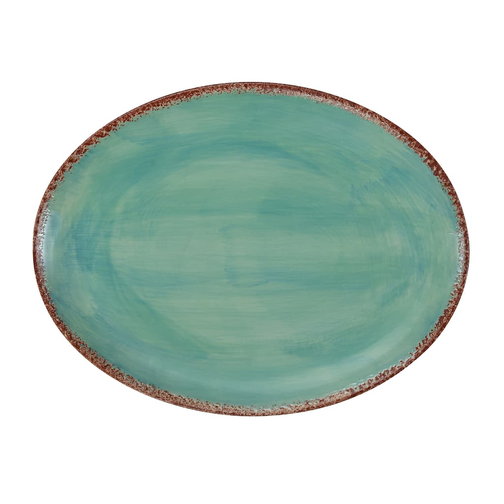 Paseo Road by HiEnd Accents Patina Turquoise Ceramic Serving Platter, 1PC