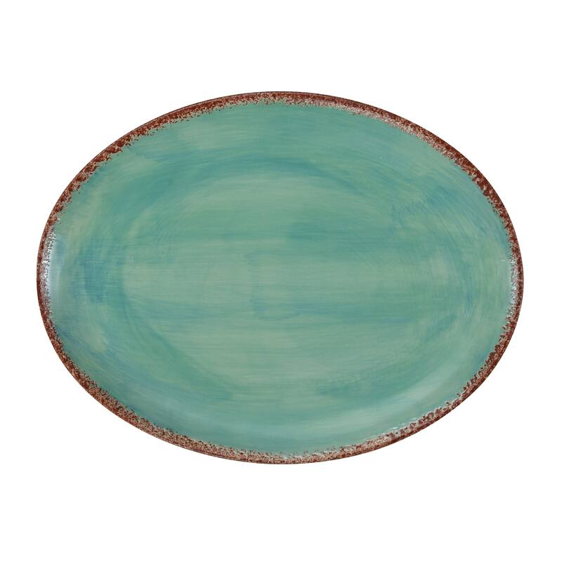 Paseo Road by HiEnd Accents Patina Turquoise Ceramic Serving Platter, 1PC