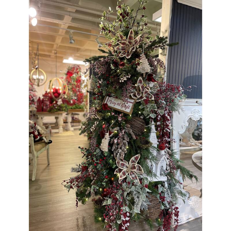 4.3x7.5" Fringes Embellished Tree Shape Ornament, Hanging Home Decor Accents for Christmas Tree, Set of 6