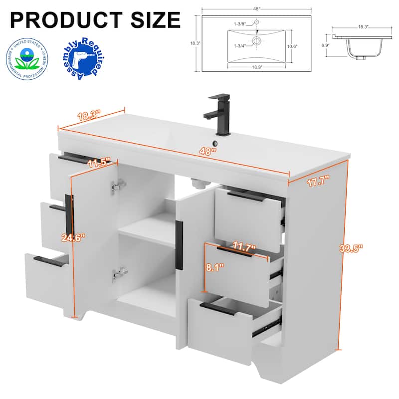 Vertical Stripes Bathroom Vanity Set with Sink Top & Faucet