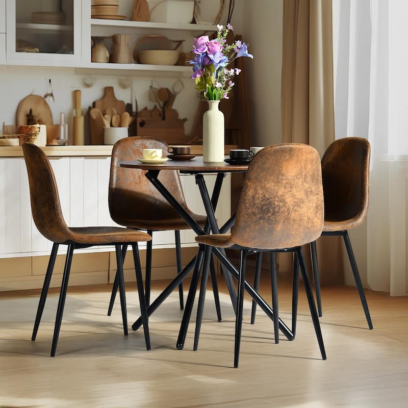 Homylin Charlton Brown Faux Suede Dining Chairs (Set of 4)
