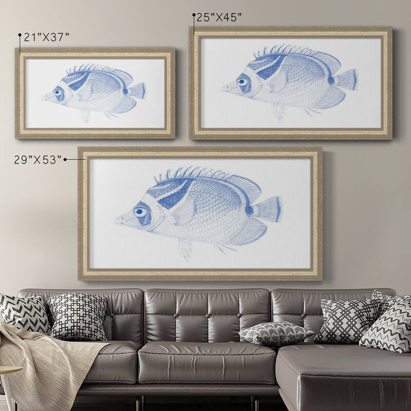 Blue & White Tropical Fish IV Premium Framed Canvas- Ready to Hang