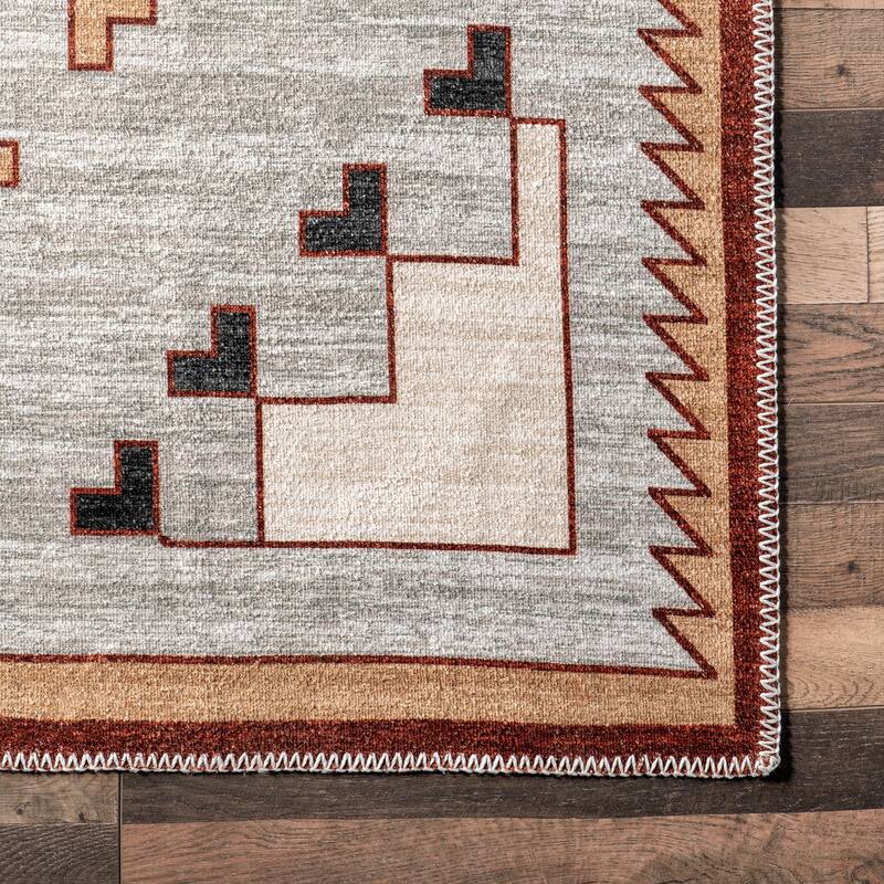 Nuloom Avya SpinClean Boho Medallion Machine Washable Area Rug