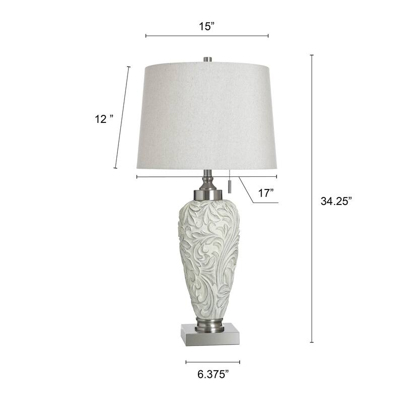 StyleCraft Poly & Steel Table Lamp - Hacot Silver - Beige Shade