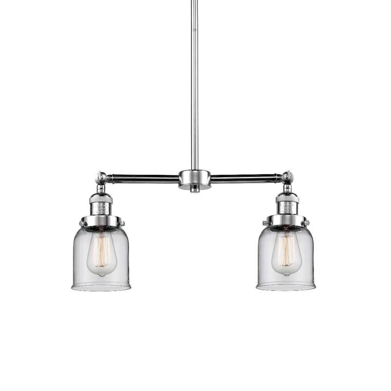Innovations Lighting Small Bell 2 Light 21" Wide Linear Chandelier - Polished Chrome / Clear
