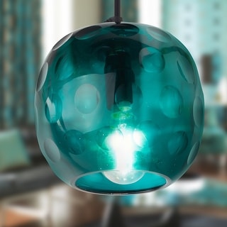 Quinn River of Goods Black Metal and Hand Blown Glass 6-Inch Pendant Light with Adjustable Hanging Cord - 6" x 6" x 60"