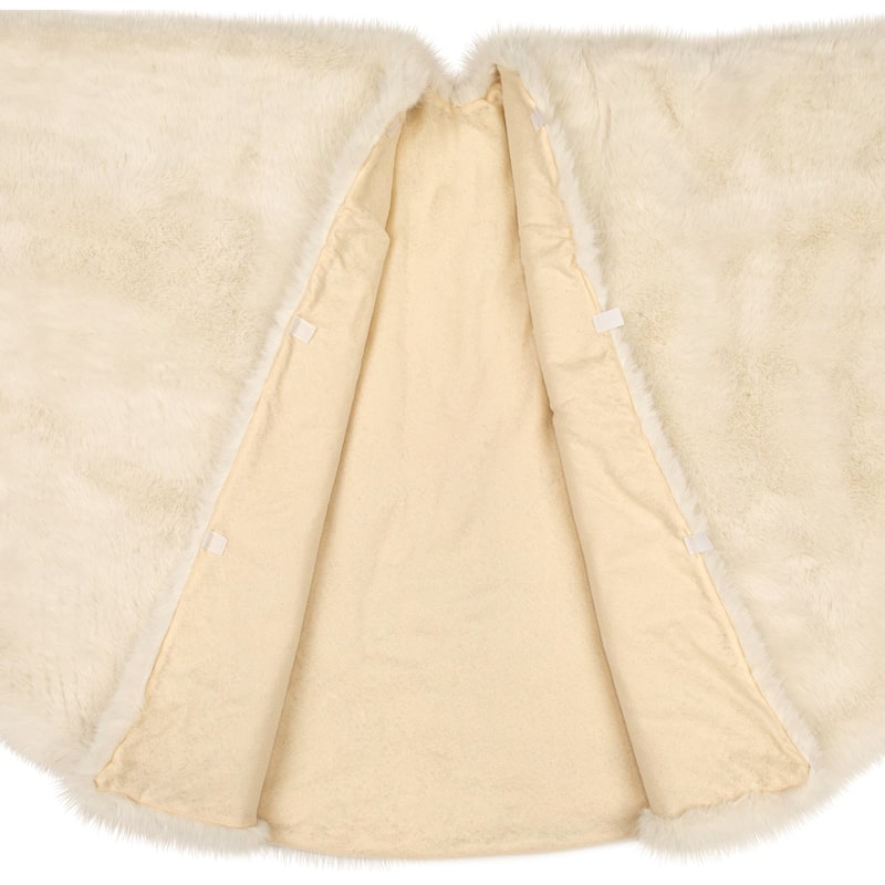 Premium-Sized Faux Fur Christmas Tree Skirt - 72" - Cream