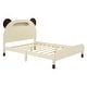 preview thumbnail 5 of 10, Full Size Wood Platform Bed with Bear-shaped Headboard,Bed with Motion Activated Night Lights,Cream+Walnut