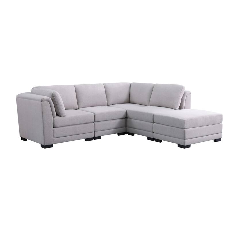 Upholstered Reversible Modular Sectional Sofa in Light Gray