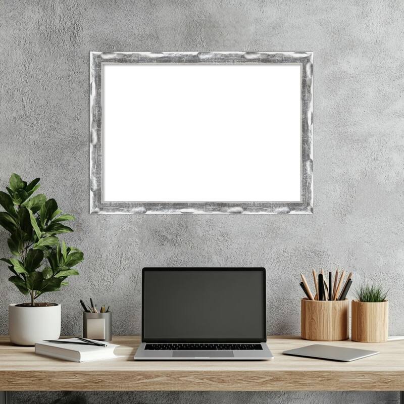 Amanti Art Scratched Wave Chrome Framed Dry Erase Magnetic Board