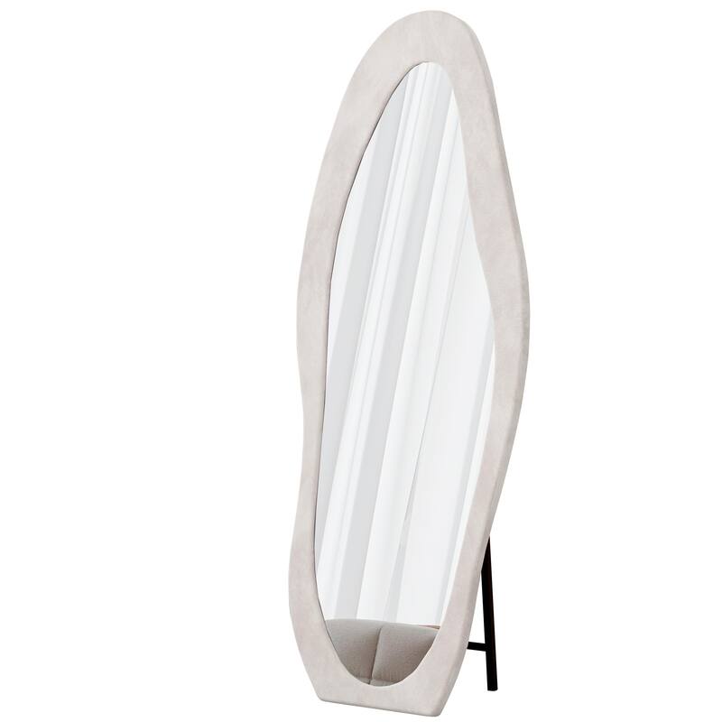Full Length Mirror,63" x 24" Floor Mirror/ Wall Mirror, Flannel Wrapped Wooden Frame Floor Mirror