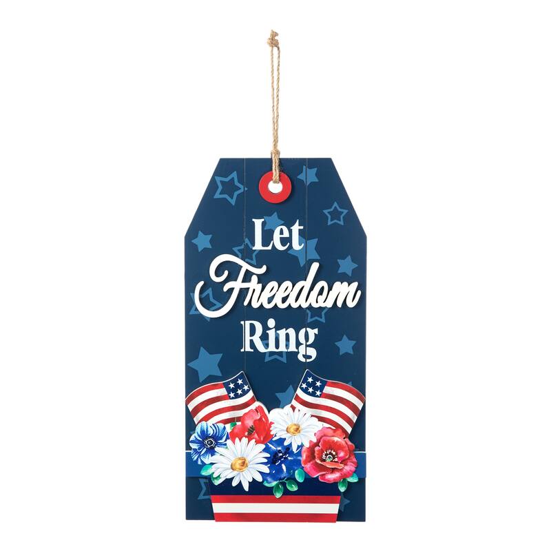 Glitzhome Patriotic/Americana Wooden Flag Sign Door Hangers Decor