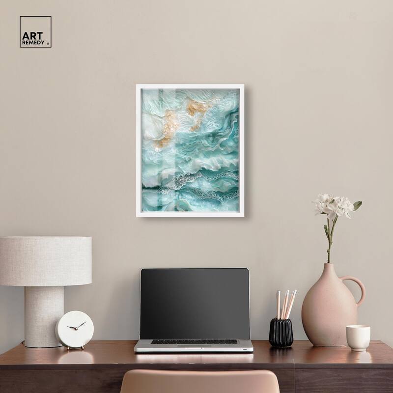 Teal Tiered Turbulence Shadowbox by Art Remedy