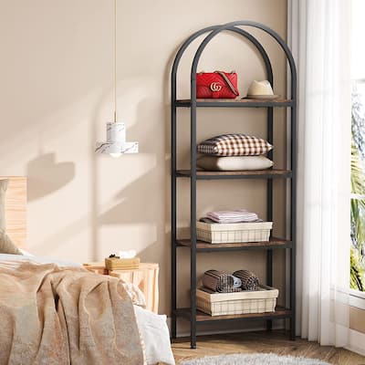 4-Tier Arched Bookshelf 70.8", Storage Shelves, Metal Frame