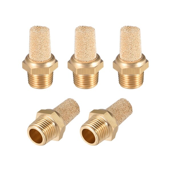 Brass Exhaust Muffler, 1/8" G Male Thread Bronze Muffler with Brass Body 5pcs - 1/8" G 5pcs