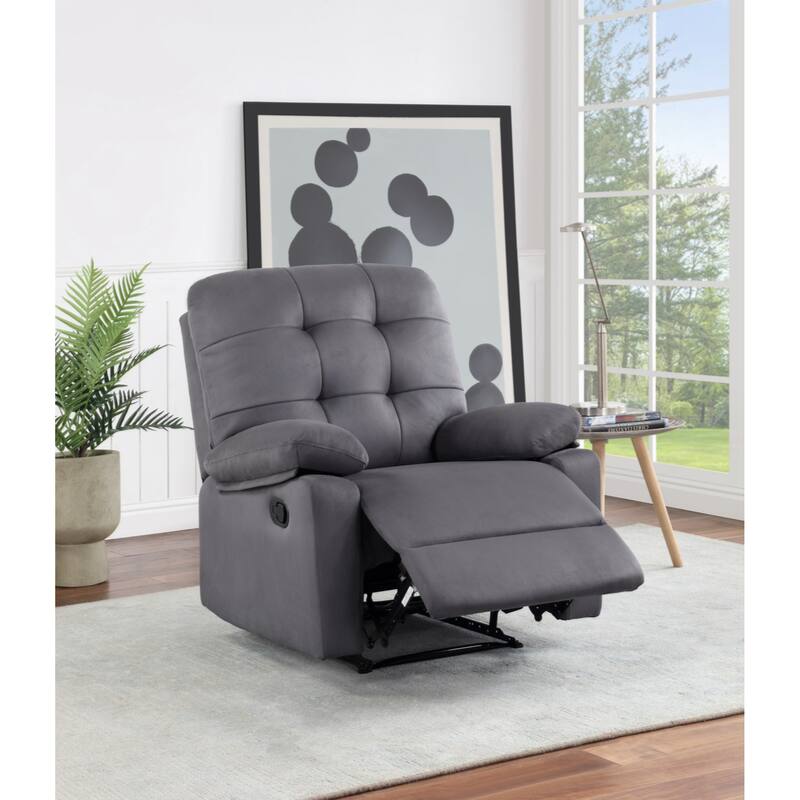 Contemporary Chocolate Color Plush Microfiber Motion Recliner Chair 1pc Couch Manual Motion Plush Armrest Tufted Back