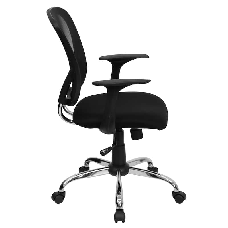 Mid-Back Mesh Swivel Task Office Chair with Chrome Base and Arms
