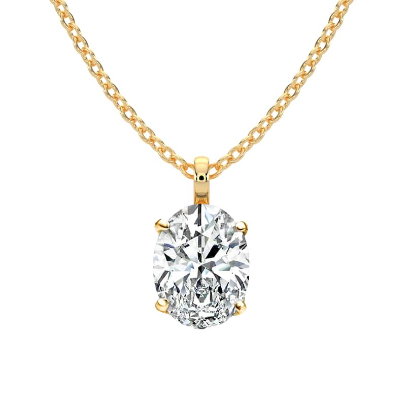 Auriya 14K Gold Lab Grown Oval Diamond Solitaire Single-Bail Pendant Necklace 1.00 to 5.00 ct. tw. (F-G VS) - 1.00 ct. tw. - Yellow