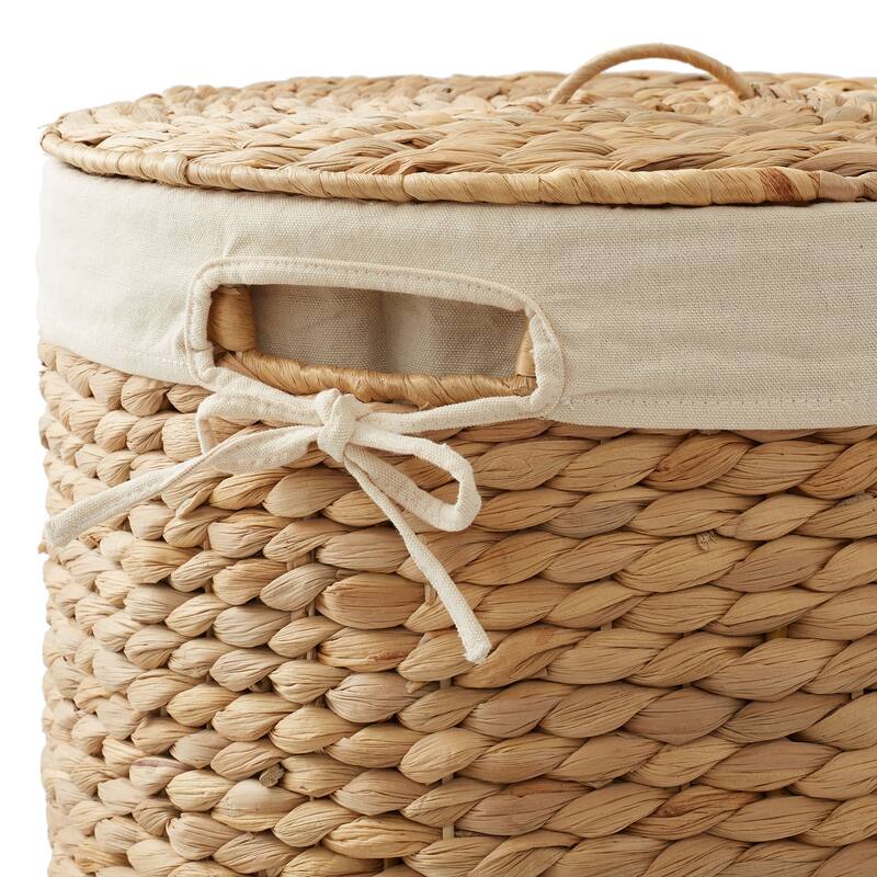 Round Laundry Hamper Basket with Lid and Liner for Clothes