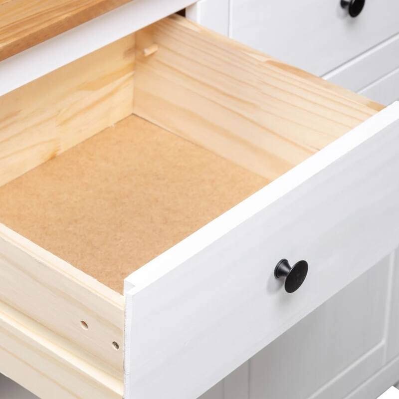 vidaXL Sideboard 2-Drawer Cupboard Sideboard Buffet Cabinet Solid Pinewood - 36.6" x 15.7" x 31.5"