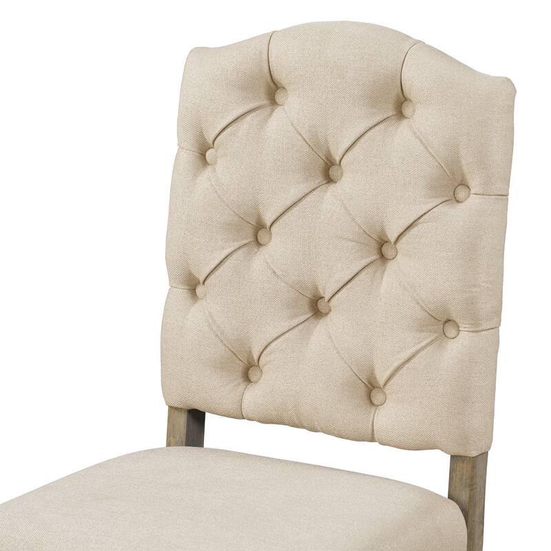 Vintage Set of 4 Dining Chair Set with Button Decorated Upholstered Seats and Wooden Legs for Dining Room and Living Room