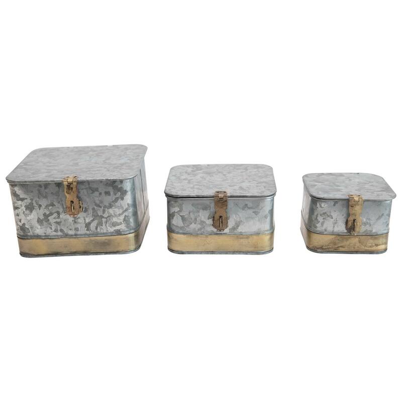 Decorative Metal Boxes with Lid, Set of 3