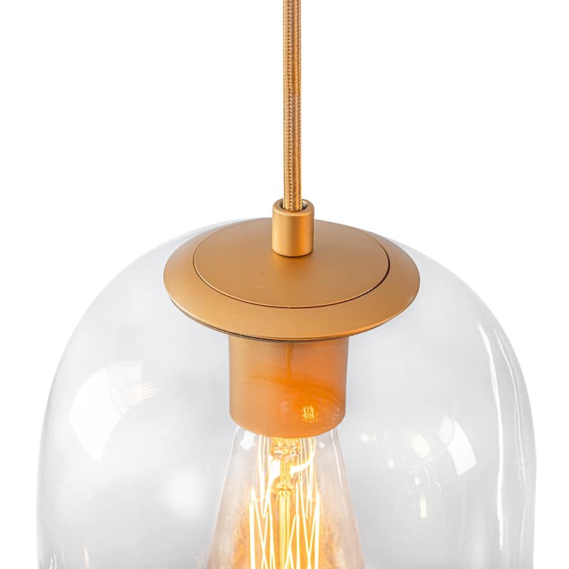 8-Light Gold / Black Linear Chandelier Modern Pendant Light with Clear Glass