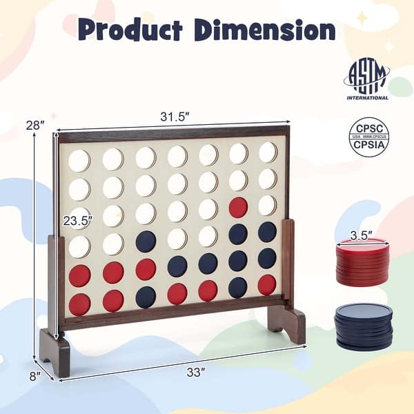 dimension image slide 0 of 2, Costway 4-in-a-row Game Set with 42 PCS Chips & 600D Oxford Fabric - See Details