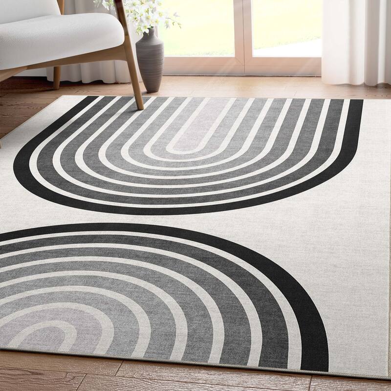 Well Woven Apollo Duo Arch Mid-Century Modern Flat-Weave Area Rug - 5'3" x 7'3" - White