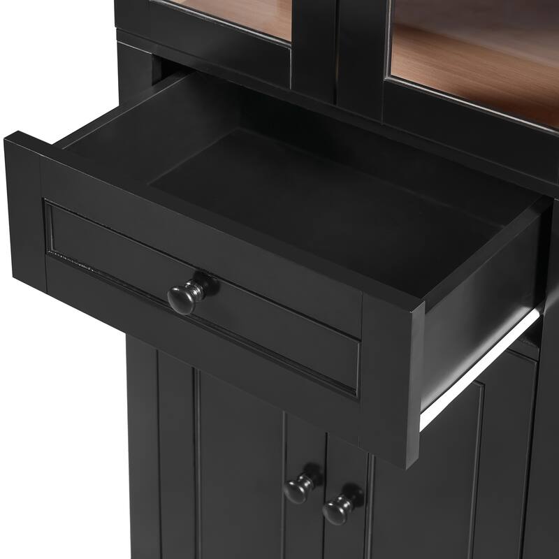 67.2"Tall Bathroom Storage Cabinet with Glass Doors, Adjustable Shelves & Drawer -Freestanding Linen Tower, Soft-Close Design