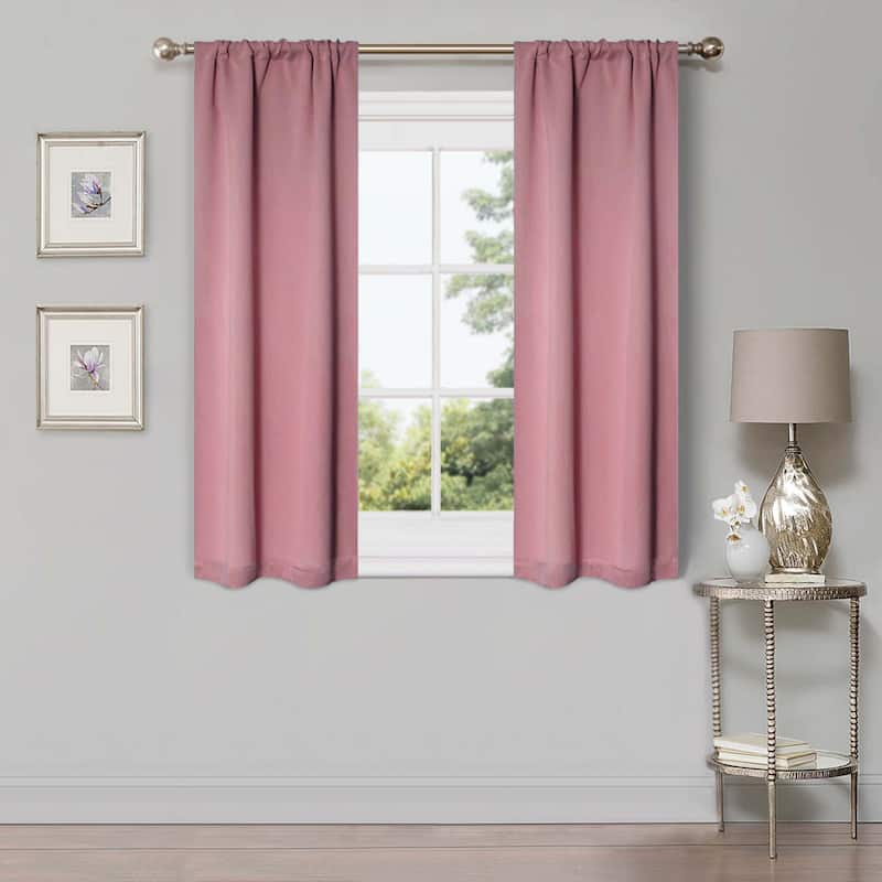 Superior Solid Machine Washable Room Darkening Semi-Blackout Curtains, Set of 2
