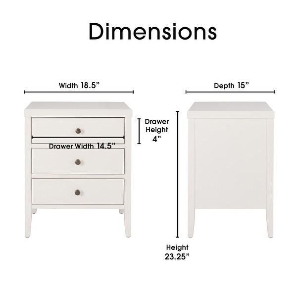 ClickDecor Finley Solid Wood 3 Drawer Nightstand