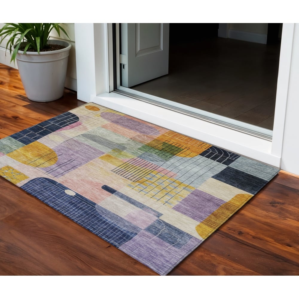 HomeRoots Abstract Transitional Rectangle Outdoor Rug