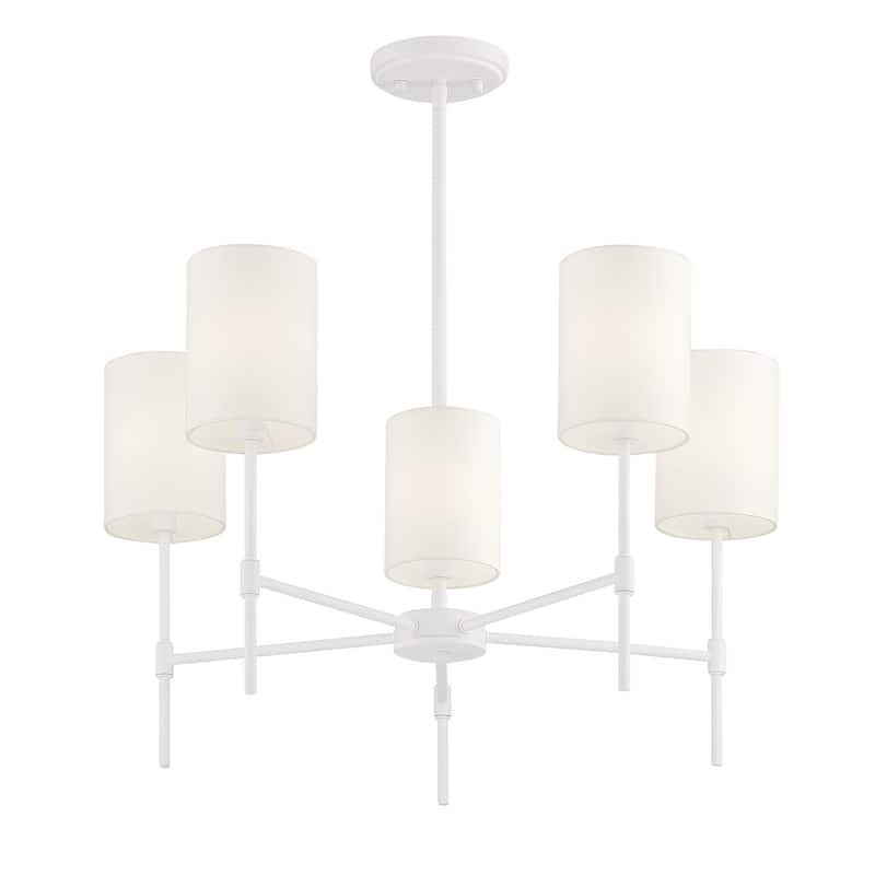 Meridian M10067 5 Light 25" Wide Drum Chandelier with a white drum