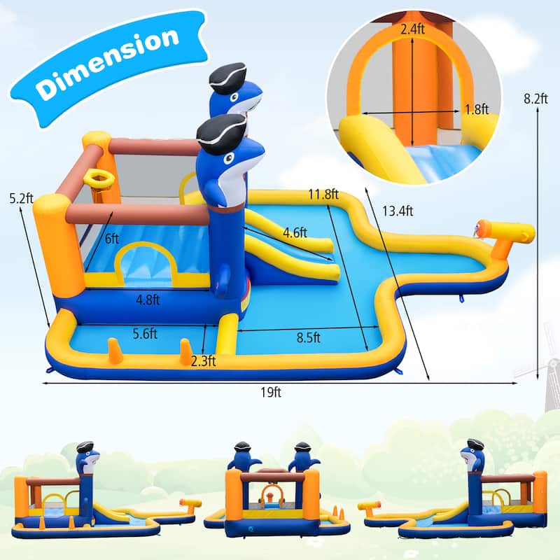 Gymax Inflatable Water Slide Park Bounce House Splash Pool Water