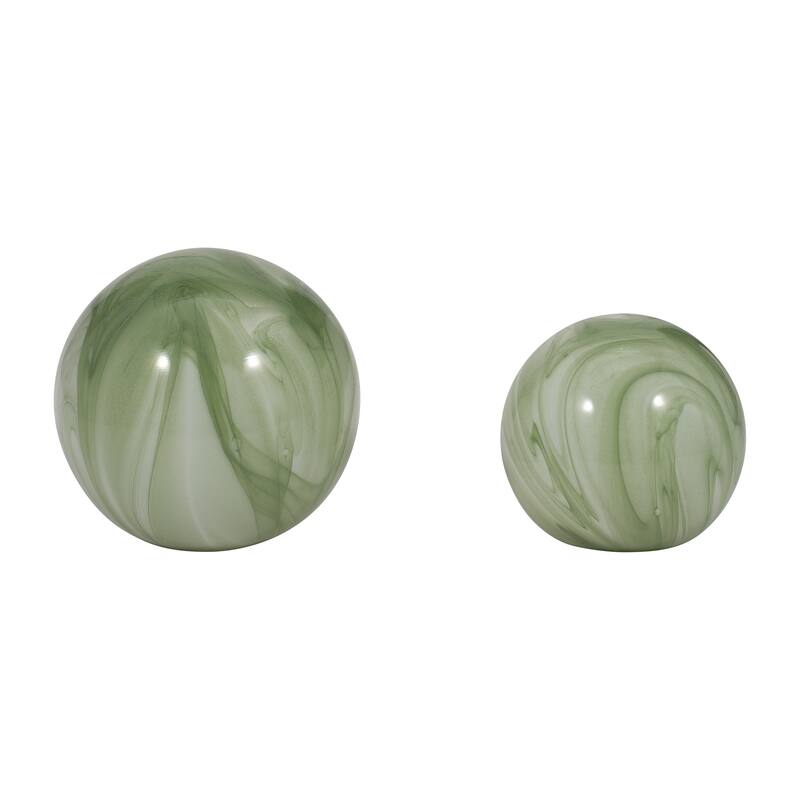 Sagebrook Home 5/6" Glass Orbs - A Timeless Addition to Home Decor Essentials, Set of 2 - 6" x 6" x 6"