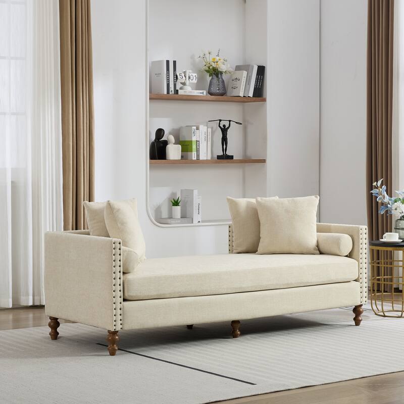 75.2" W Upholstered Chaise Lounge Chair,Modern Sofa Couch with Pillows