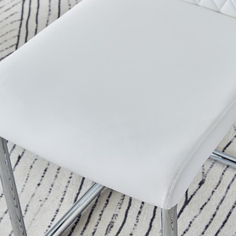 Faux Leather Dining Room Chairs with Upholstered Seat, Modern Kicthen Chairs Armless Accent Chairs with Metal Legs, Set of 4