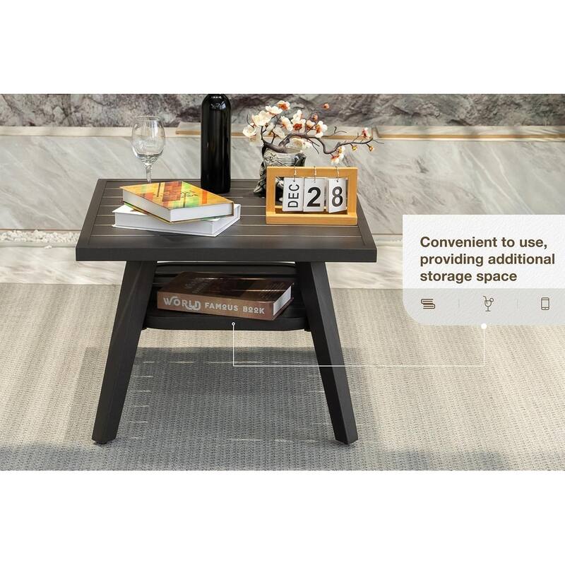PURPLE LEAF Adjustable Chaise Lounge - Thick Cushioned Outdoor Recliner with Side Table, for Patio, Beach & Backyard (Khaki)