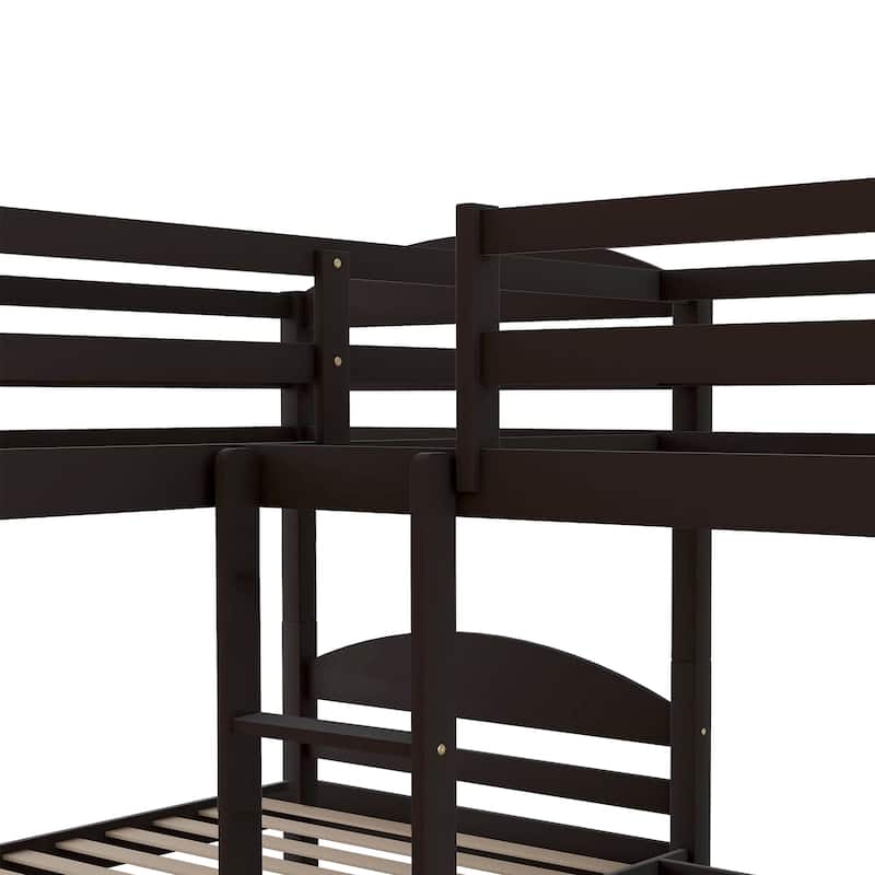 Twin L-Shaped Bunk bed with Trundle