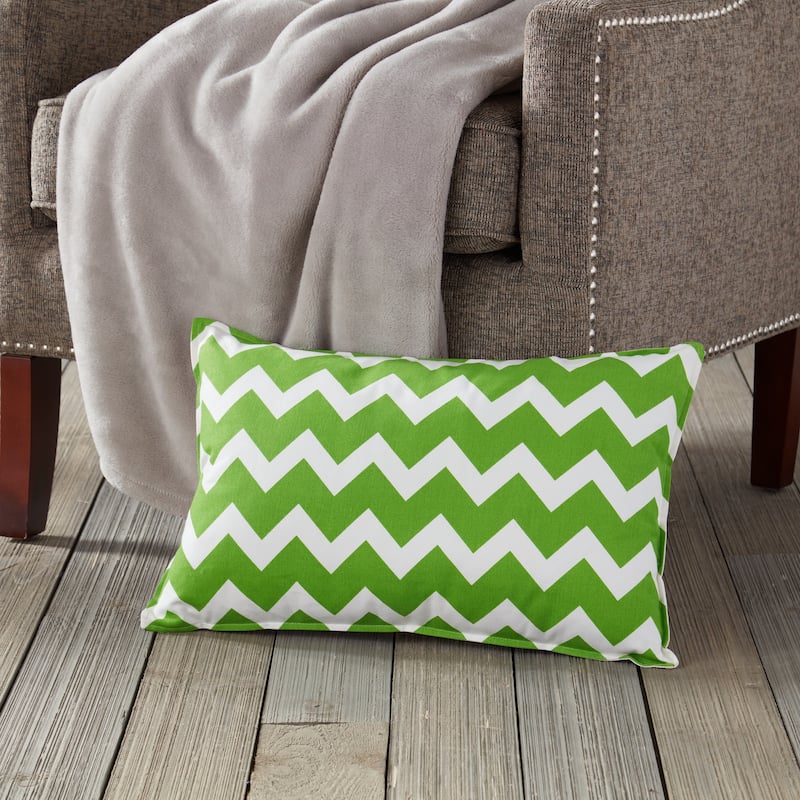 Chevron Cotton Canvas 22-inch Pillow - Green
