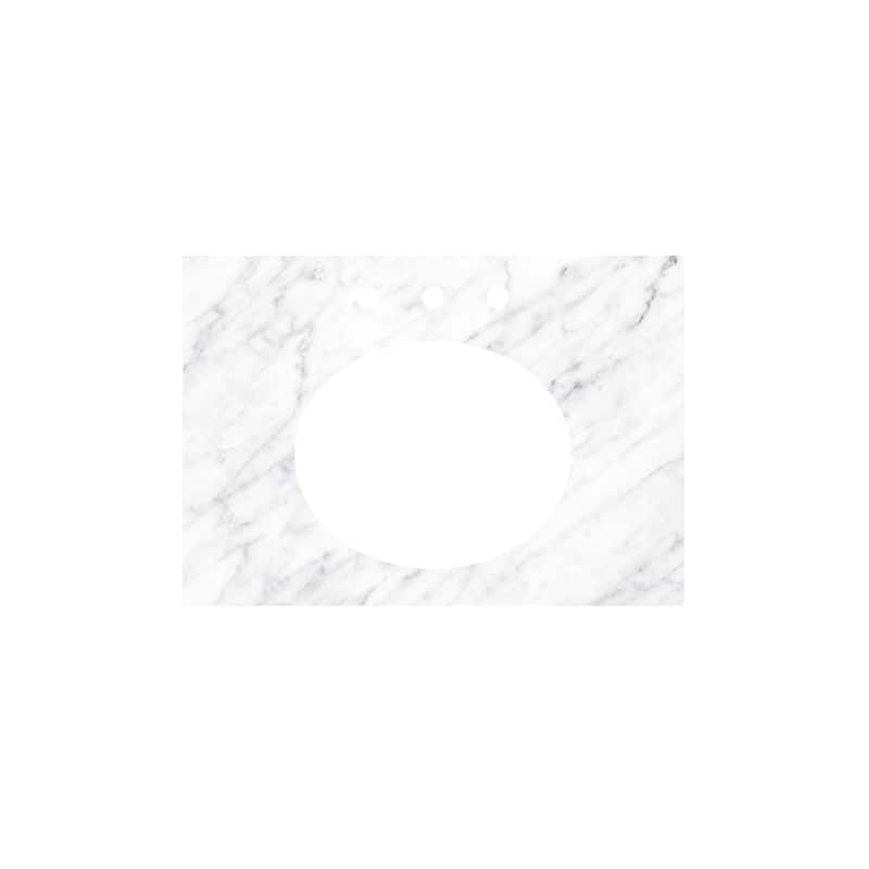 Carrara Marble Vanity Top - Oval Sink Cutout with 8" Widespread Faucet Holes (Top Only) - 31"