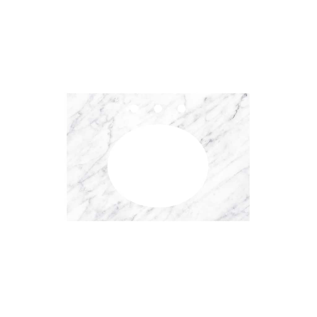 Carrara Marble Vanity Top - Oval Sink Cutout with 8" Widespread Faucet Holes (Top Only)