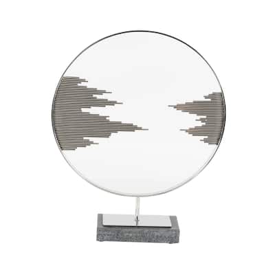 Stainless Steel Metal Geometric Sculpture with Stand - Black - Roche River Decor - 4"W x 19"L x 23"H