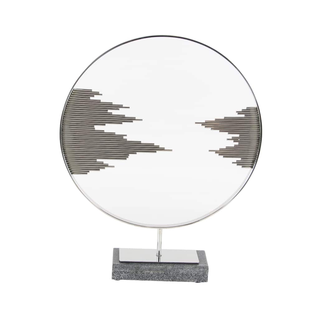Stainless Steel Metal Geometric Sculpture with Stand - Black - Roche River Decor - 4"W x 19"L x 23"H