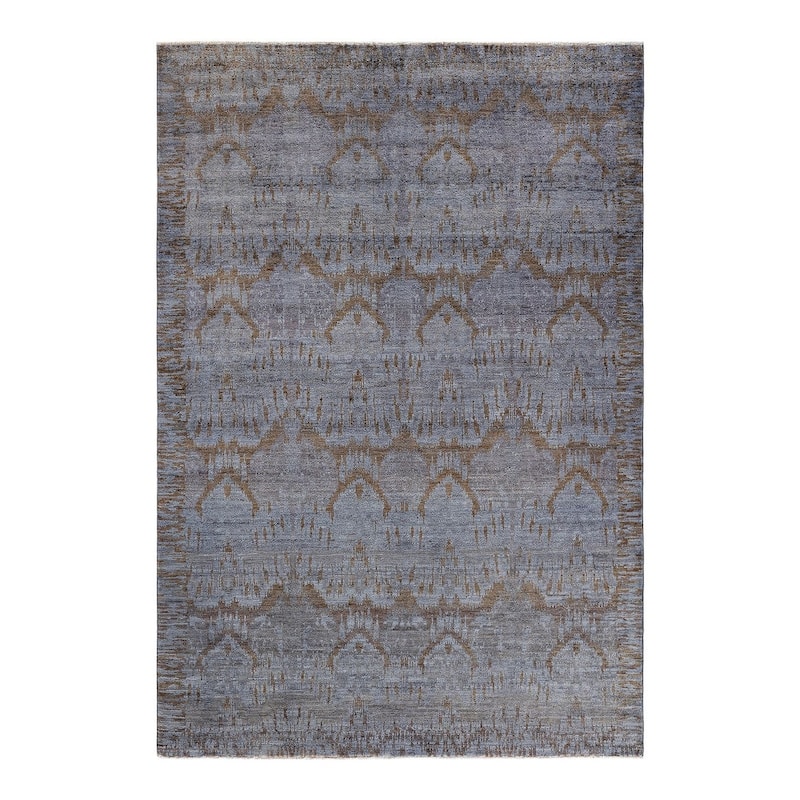 Overton Hand Knotted Wool Vintage Inspired Modern Contemporary Overdyed Gray Area Rug - 6' 2" x 8' 10"